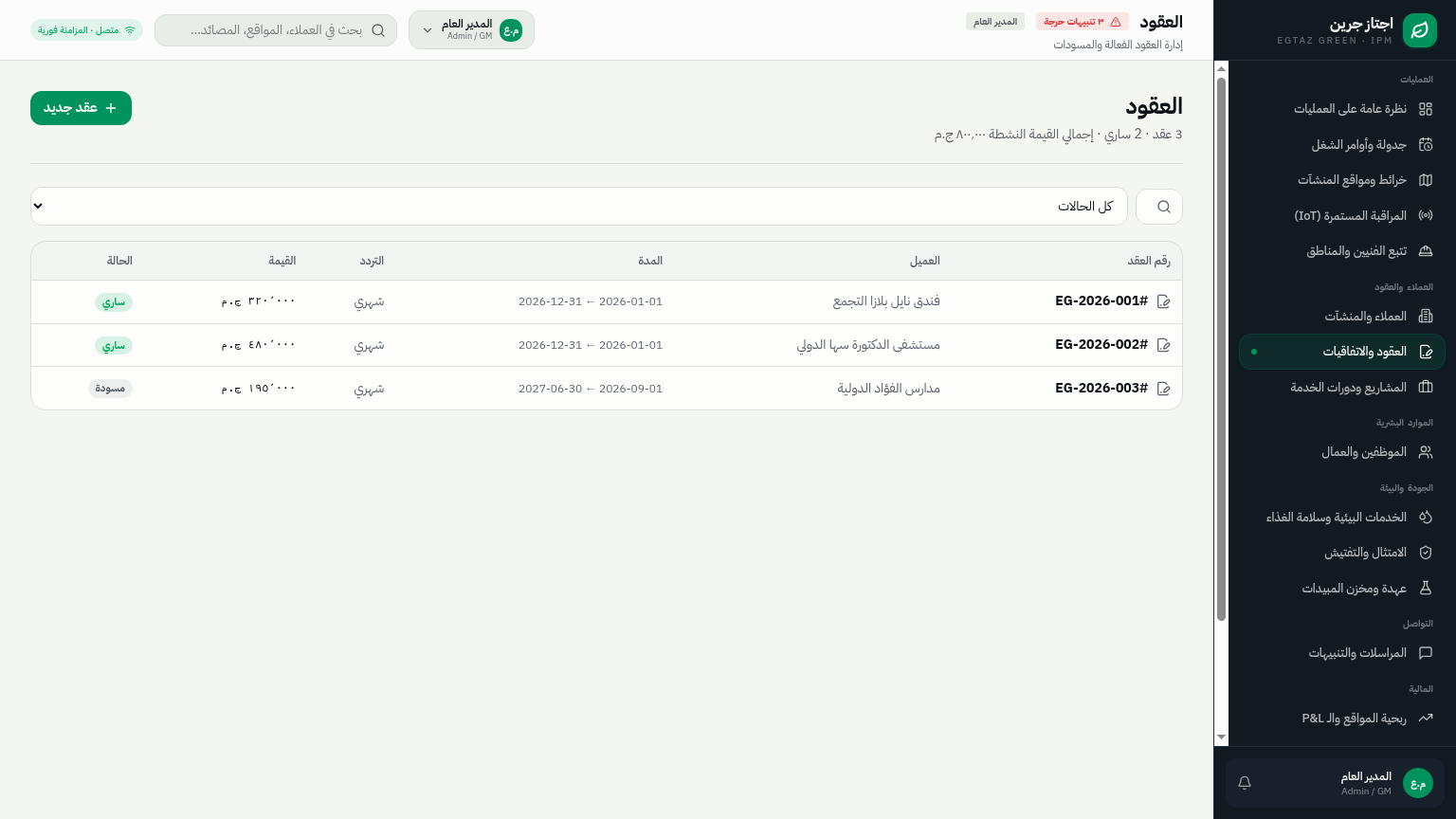 العقود والاتفاقيات